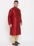 Vastramay Men's Plus Size Maroon Silk Blend Kurta Pyjama Set